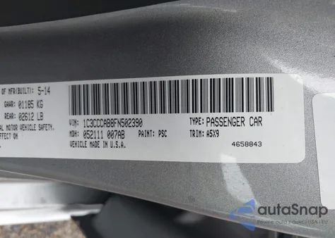 2015 Chrysler 200 Limited from USA, damaged, VIN 1C3CCCAB8FN502390